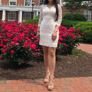 Lulu’s White Lace Long Sleeve Mini Dress